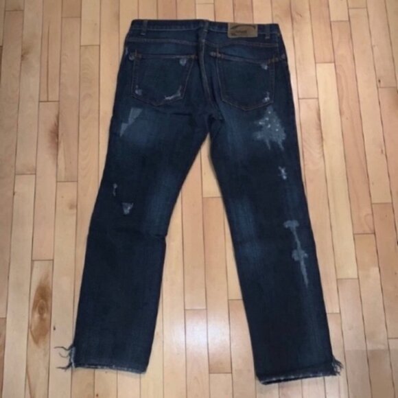 𝅺JUST Cavalli men dark blue straight leg distressed jeans size 33 47 - Picture 3 of 16